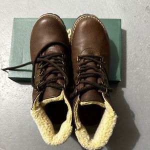 Brown hiking boots